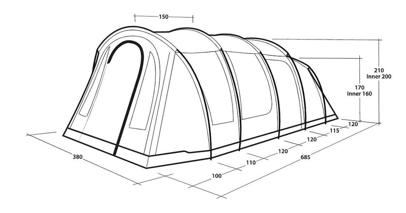 Outwell Carolina 6 Pole Tent Blue 6 Person Outwell - Dynamic Drive