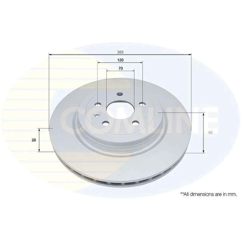 Comline 2 x Internally Vented Brake Discs fits Tesla Model S 2012-2017