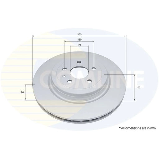 Comline 2 x Internally Vented Brake Discs fits Tesla Model S 2012-2017