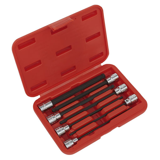 Sealey Ball-End Hex Socket Bit Set 7pc 3/8"Sq Drive 150mm Metric AK62257 Sealey - Dynamic Drive