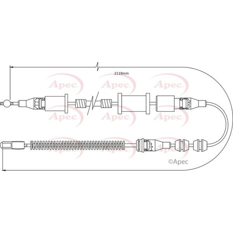 Apec Handbrake Cable Right Rear fits Opel Vectra A 1988-1995 1.4 1.6 1.7 1.8