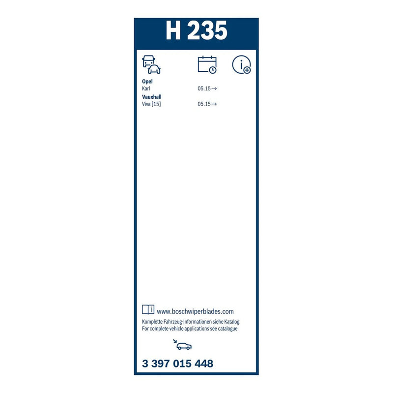 Bosch Wiper Wiper Blade 230mm — H235 fits Opel Karl 2015-2019 1.0