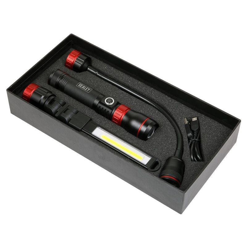 Sealey Interchangeable 3-In-1 COB LED Inspection Light Rechargeable LED0131R Sealey - Dynamic Drive