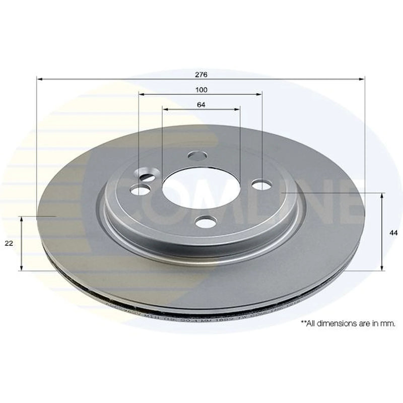 Comline 2 x Internally Vented Brake Discs fits Mini Mini 2001-2008