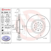 Brembo 2 x Internally Vented Front Brake Discs 09.E949.11-x2