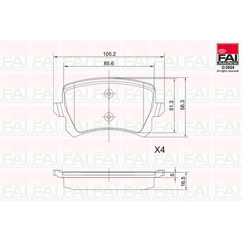 FAI Rear Brake Pad Set fits Audi Q3 2011-2018 1.4 2.0
