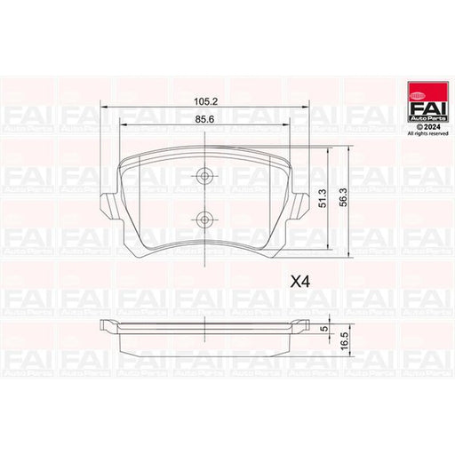 FAI Rear Brake Pad Set fits Audi Q3 2011-2018 1.4 2.0