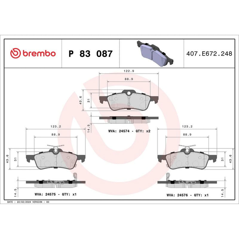 Brembo Front & Rear Pads fits Toyota Yaris/Vitz 2012-2020 1.5