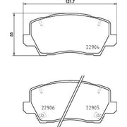 Brembo 4 x Front Brake Pad Set fits Kia Picanto III 2017-2018 1.0 1.2