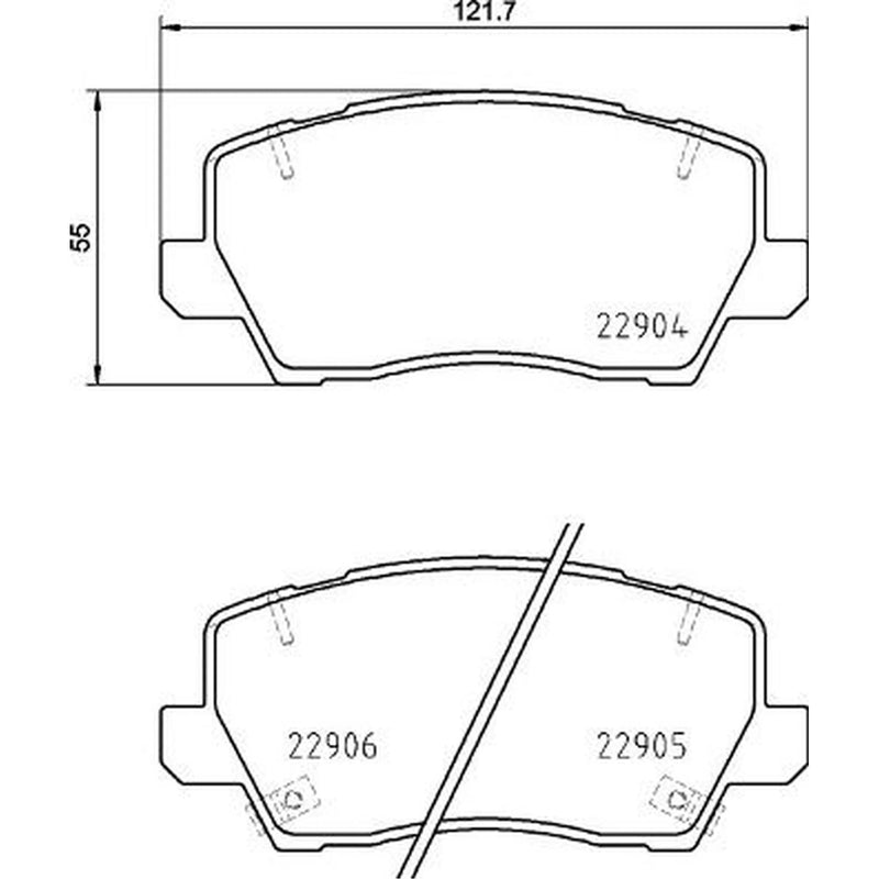 Brembo 4 x Front Brake Pad Set fits Kia Picanto III 2017-2018 1.0 1.2