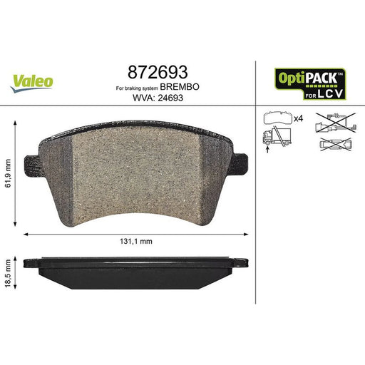 Valeo Front Brake Pad Set 872693