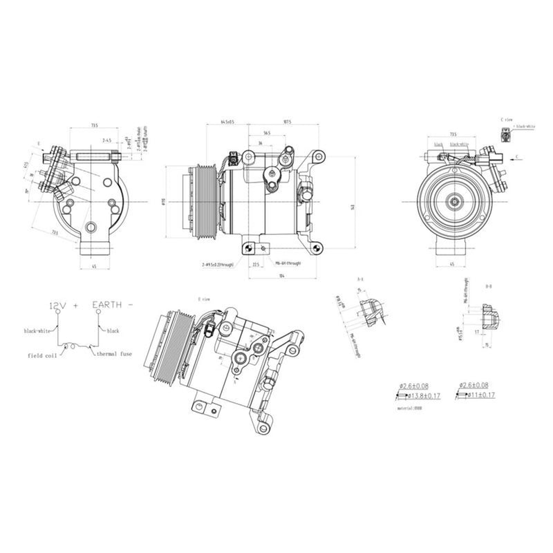 Hella Air Conditioning Compressor fits Mazda 3 2013-2019 1.5 2.0