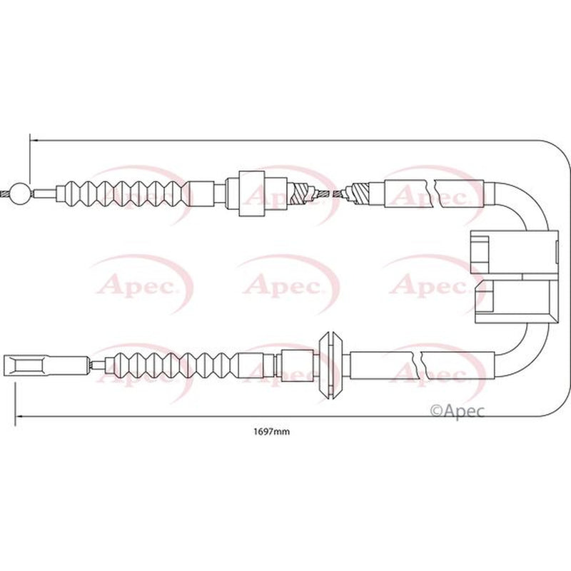 Apec Handbrake Cable Left Rear fits Audi A6 C5 1997-2005 1.8 1.9 2.0 2.4 2.5 2.8