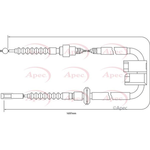 Apec Handbrake Cable Left Rear fits Audi A6 C5 1997-2005 1.8 1.9 2.0 2.4 2.5 2.8