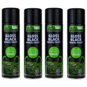 4x Autotek Professional Gloss Black 500ml Spray Paint High Coverage Autotek - Dynamic Drive