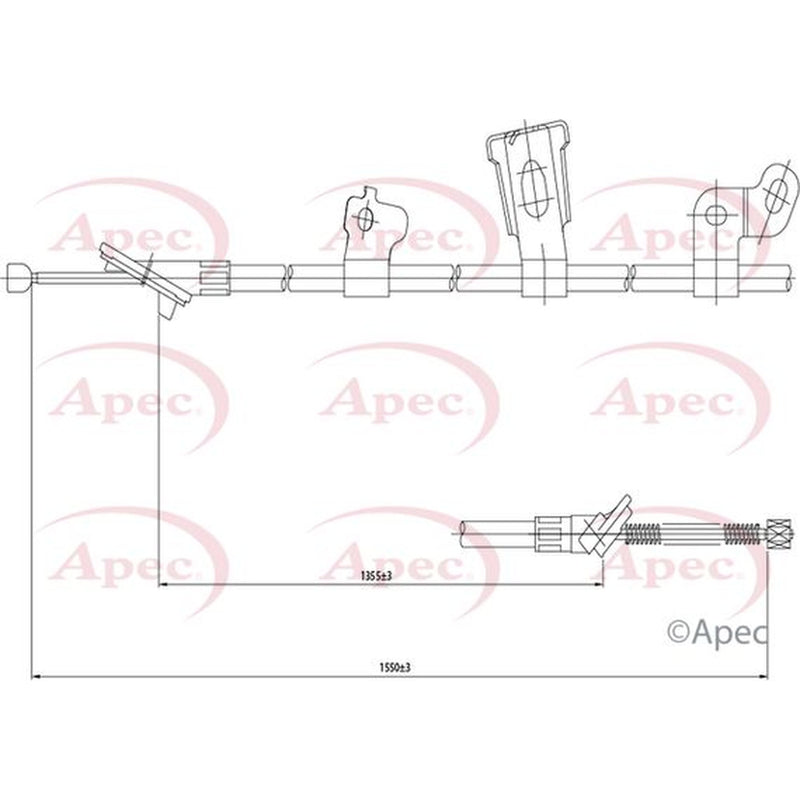 Apec Handbrake Cable Left Rear fits Toyota Yaris/Vitz 1999-2005 1.0 1.3 1.4
