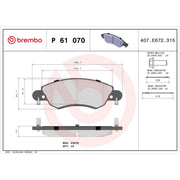 Brembo 4 x Front Brake Pad Set fits Citroën C5 I 2001-2004 1.8