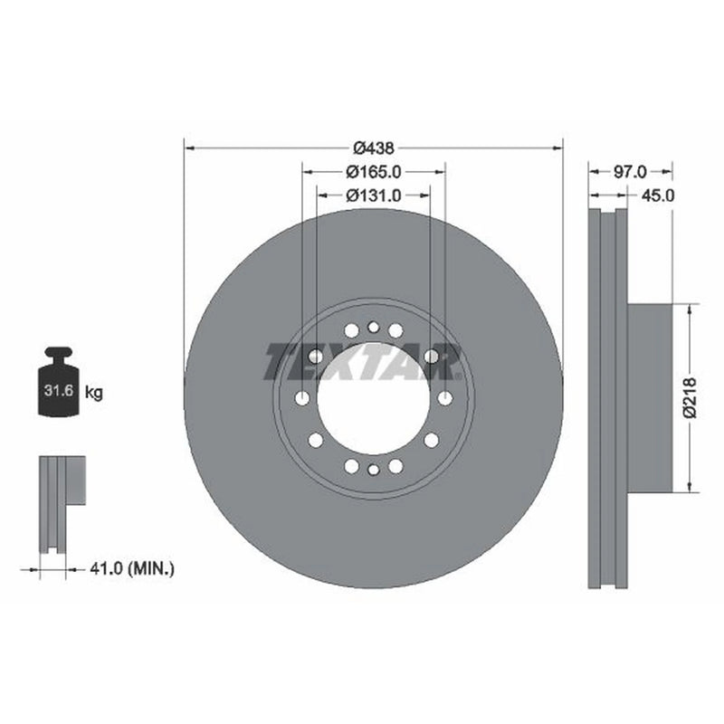Textar 2 x Externally Vented Brake Discs 93086100