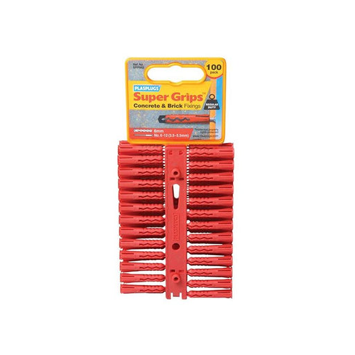 Plasplugs SRP 502 Solid Wall Super Grips™ Fixings Red (100) Plasplugs - Dynamic Drive