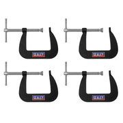 Sealey Junior C-Clamp Set 64mm x 64mm 4pc GCC01 Sealey - Dynamic Drive