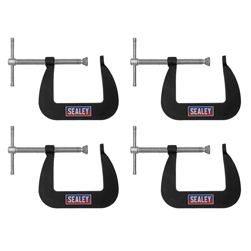 Sealey Junior C-Clamp Set 64mm x 64mm 4pc GCC01 Sealey - Dynamic Drive