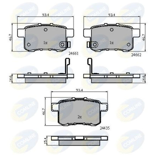 Comline 4 x Rear Brake Pad Set fits Honda Accord IX 2012 on 2.4