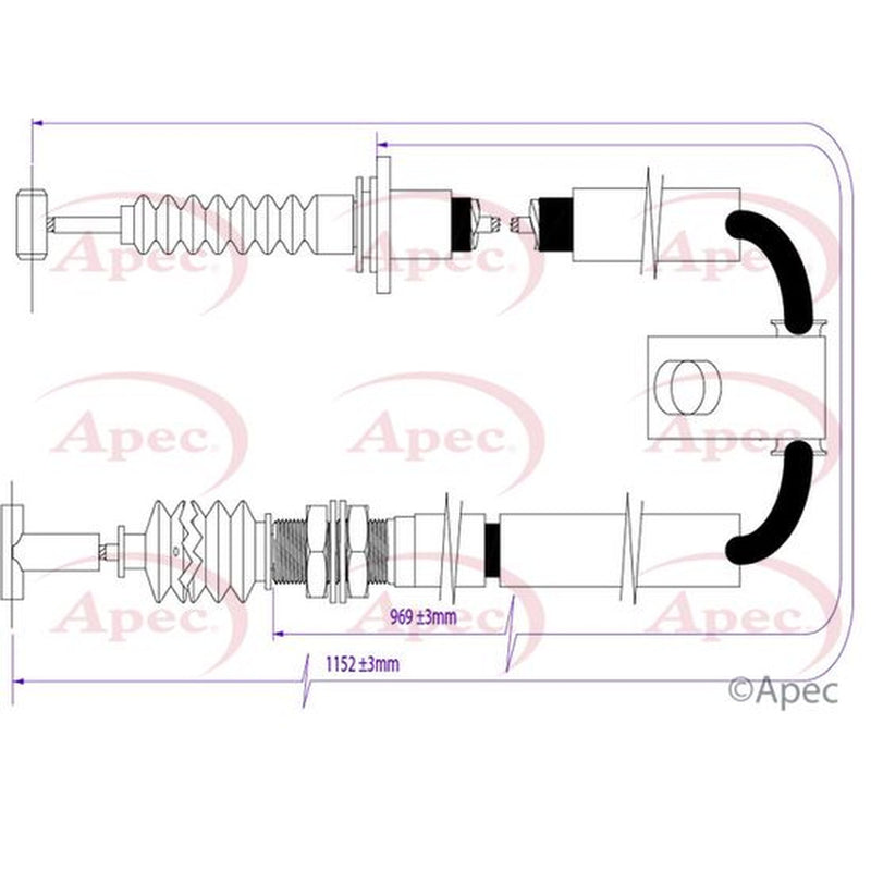 Apec Handbrake Cable Left Rear fits Mazda MX-5 1998-2005 1.6 1.8