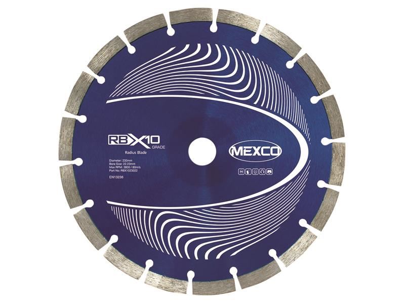 MEXCO RB X10 Radius / Curve Cutting Diamond Blade 230 x 22.23mm MEXCO - NN4 Online