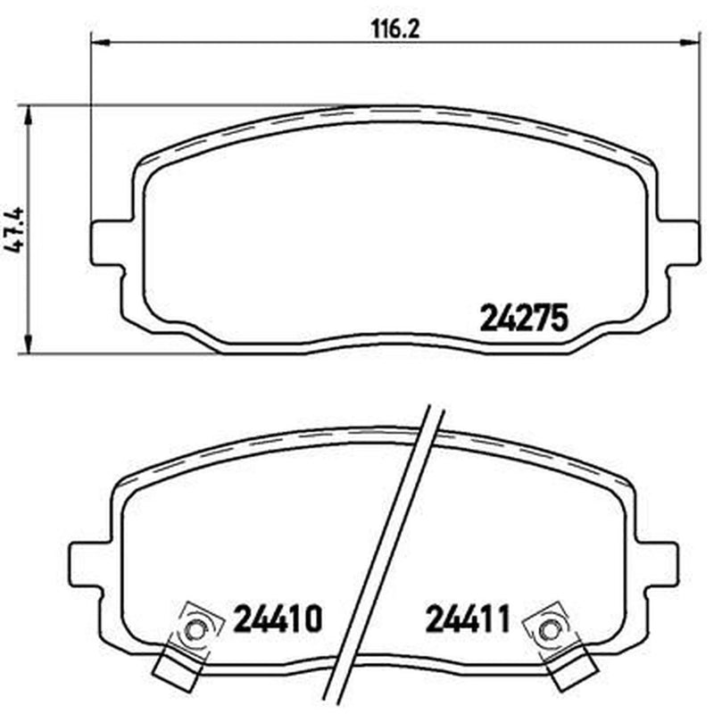 Brembo 4 x Front Brake Pad Set fits Hyundai I10 I 2007-2018 1.0 1.1 1.2