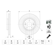 Bosch 2 x Vented Brake Discs