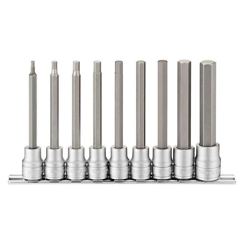 Teng Tools 3/8" Long Hex Bit Socket Clip Rail Set 9 Pieces Teng Tools - Dynamic Drive