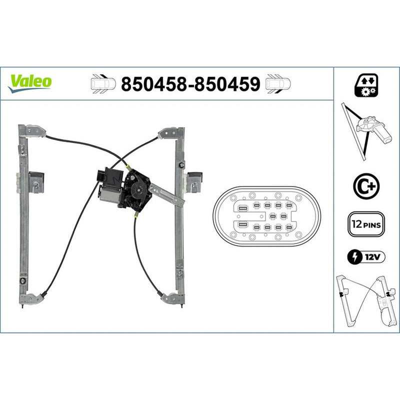 Valeo Electric Window Regulator Lifter Right Front 850459