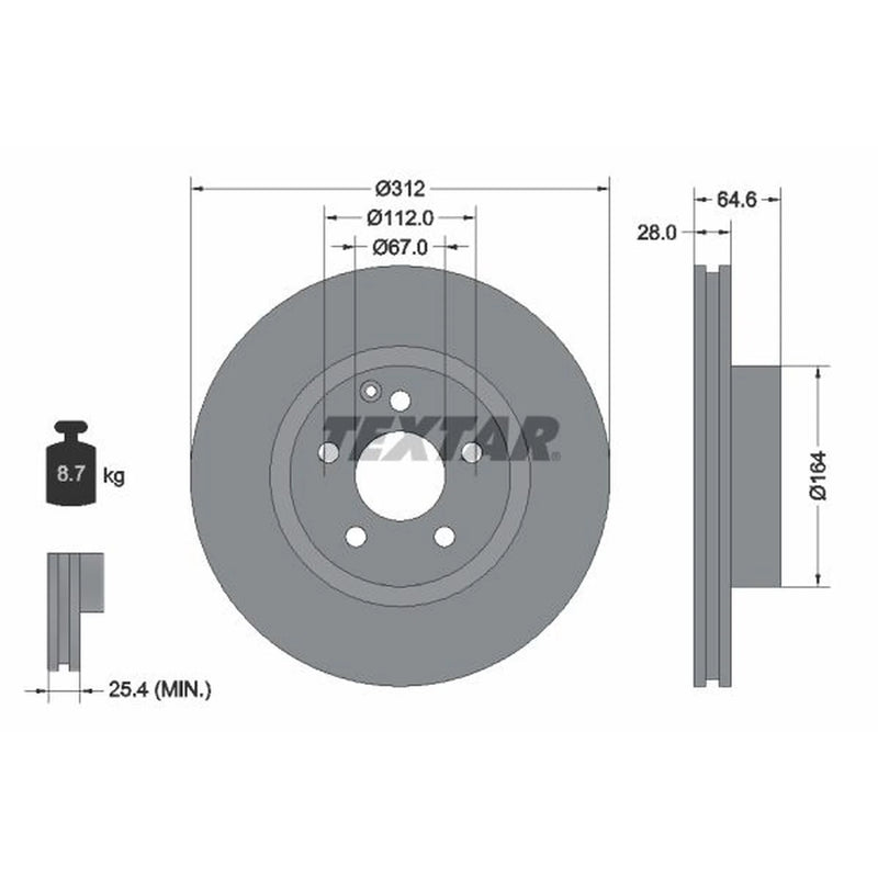 Textar 2 x Vented Front Brake Discs 92115305-x2
