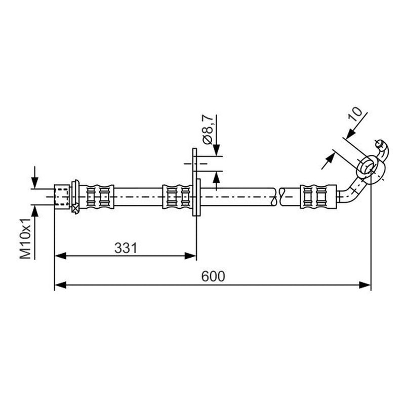 Bosch Brake Hydraulic Hose Line Front Right fits Toyota Rav 4 2000-2005 1.8 2.0