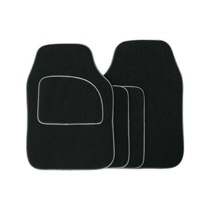 Streetwize Standard Universal Mat Set - Velour - Black/Grey Binding - 4 Piece