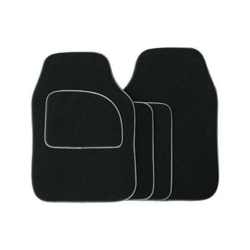 Streetwize Standard Universal Mat Set - Velour - Black/Grey Binding - 4 Piece