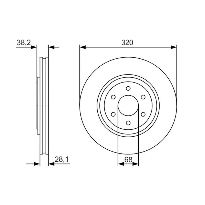 Bosch 2 x Vented Brake Discs fits Nissan Pathfinder III 2010 on 2.5