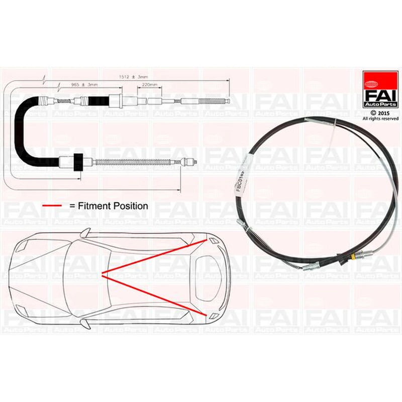 FAI Handbrake Cable Left Rear fits Seat Cordoba 1994-2002 1.6 1.9