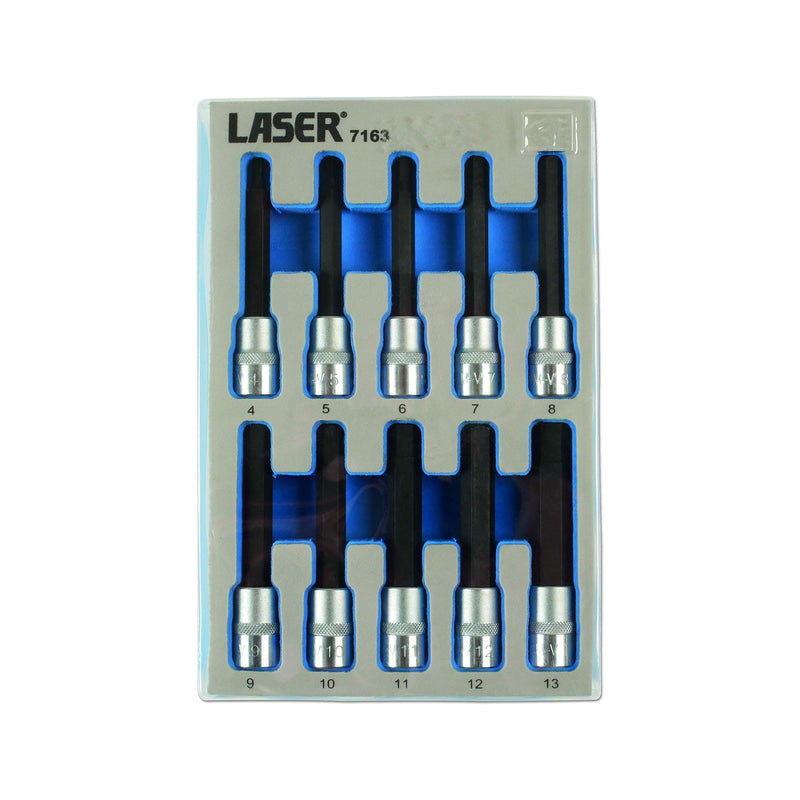 Laser Long Hex Socket Bit Set 3/8"D 10pc 7163 Laser - Dynamic Drive