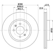 DON 2 x Brake Discs fits Kia Rio III 2011-2017 1.1 1.2 1.25 1.4 1.6