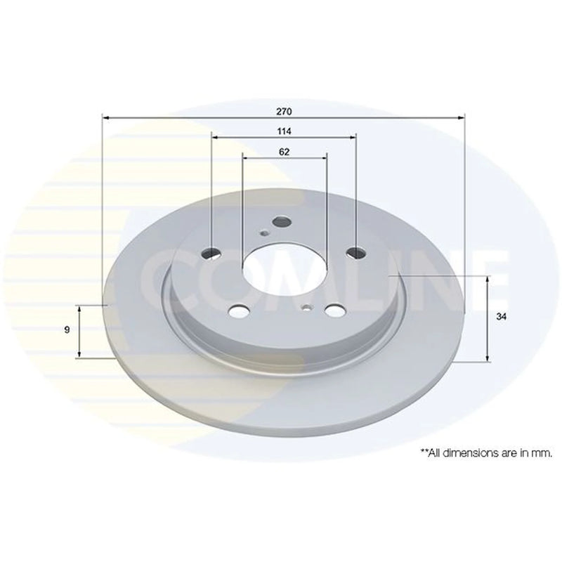 Comline 2 x Solid Brake Discs fits Toyota Corolla 2019 on 2.0