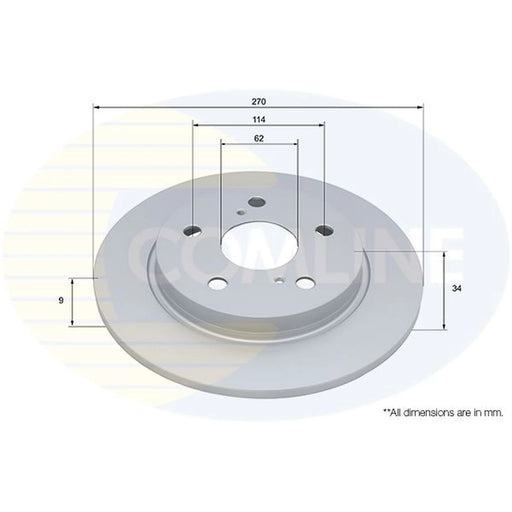 Comline 2 x Solid Brake Discs fits Toyota Corolla 2019 on 2.0