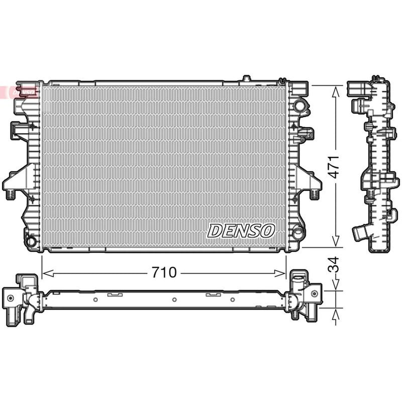 Denso Engine Radiator fits VW Multivan 2003-2009 1.9 2.5