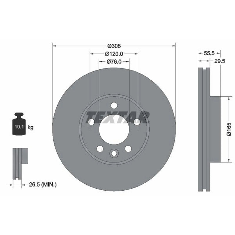 Textar 2 x Vented Front Brake Discs 92279505-x2