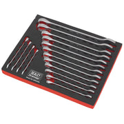 Sealey Premier Combination Spanner Set 16pc Metric Cold Stamped EVA Tray 6-22mm Sealey  - Dynamic Drive