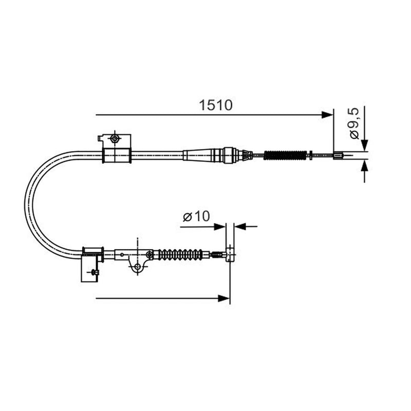 Bosch Handbrake Cable Left Rear fits Nissan Terrano II 1993-2007 2.4 2.7 3.0