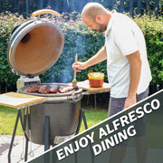 Dellonda Deluxe 22"(56cm) Ceramic Kamado Style BBQ with Wheeled Stand Dellonda - Dynamic Drive
