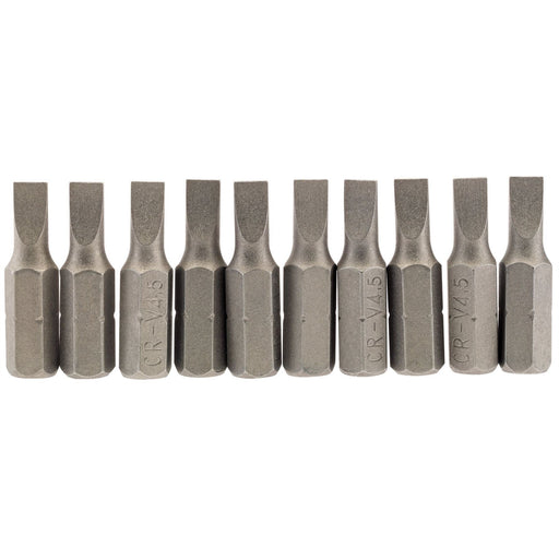 Draper Plain Slot Insert Bit, 4.5mm, 1/4" Hex, 25mm Long (Pack of 10) 64027 Draper - Dynamic Drive