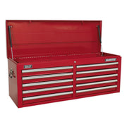 Sealey Topchest 10 Drawer with Ball-Bearing Slides Red AP5210T Sealey - Dynamic Drive