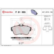 Brembo 4 x Rear Brake Pad Set fits Citroën Dispatch II 2007-2016 1.6 2.0